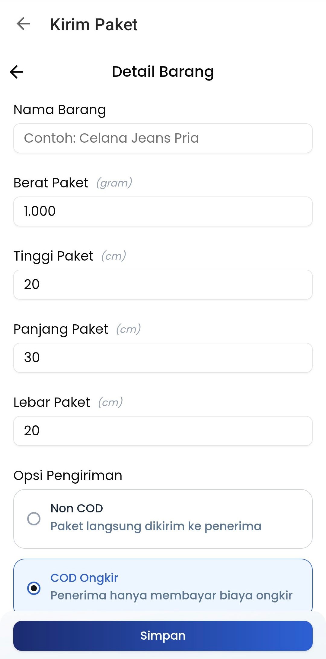 Foto Isi Detail Paket
