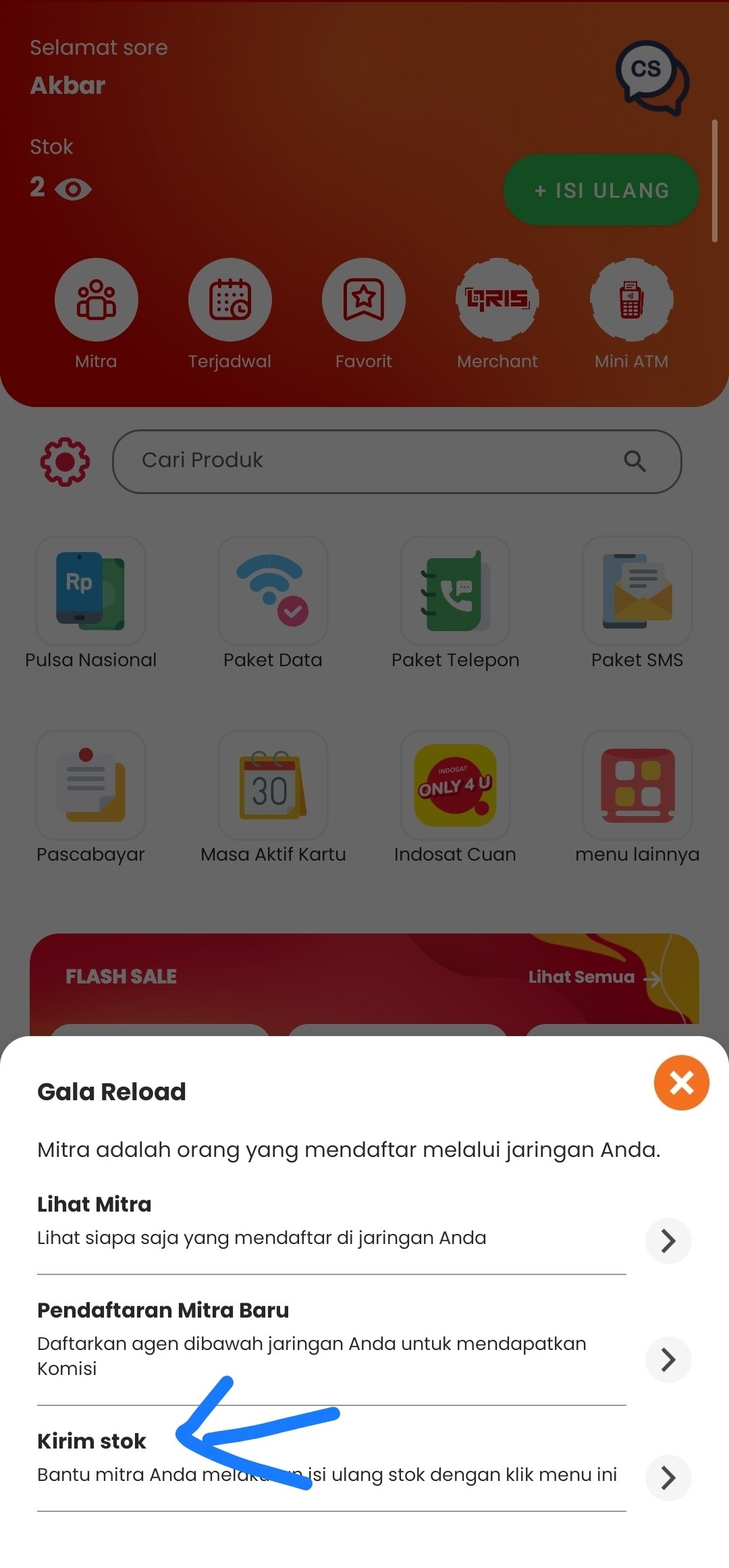 Foto pilih menu Mitra