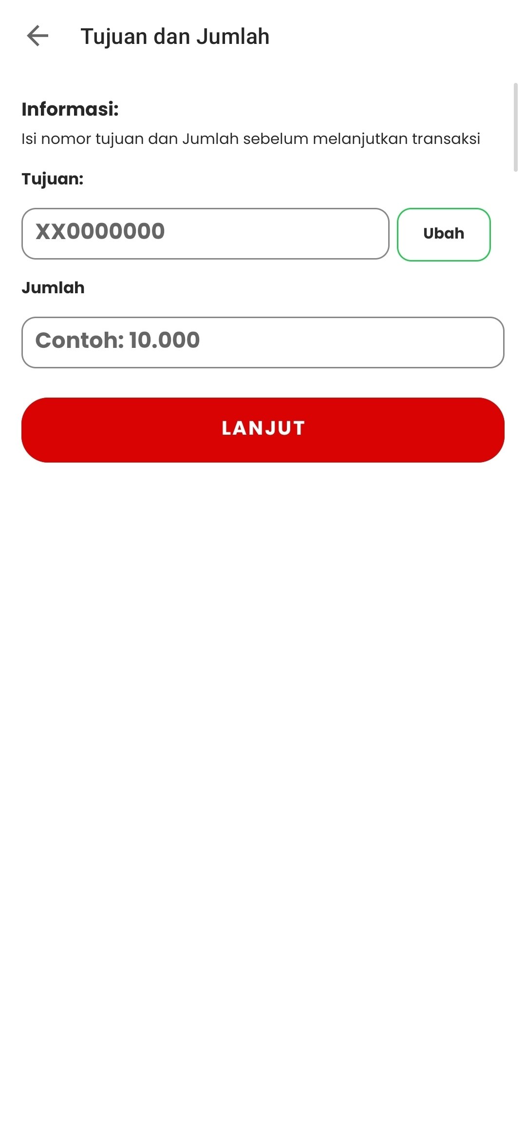 Foto isi Kode dan Nominal